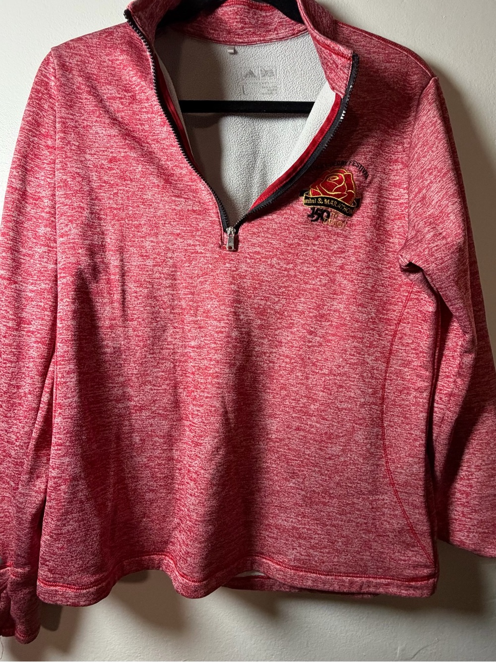 adidas Women's Heathered Red Quarter-Zip Pullover
